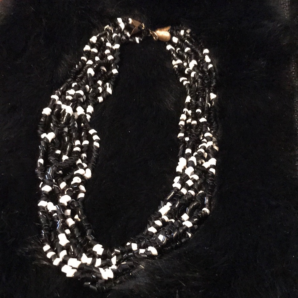 Black and white beaded choker 16 inches long
